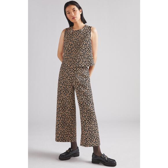 NWT Anthropologie Maeve Leopard Brocade Top - 6 Petite (6P) - Picture 2 of 6
